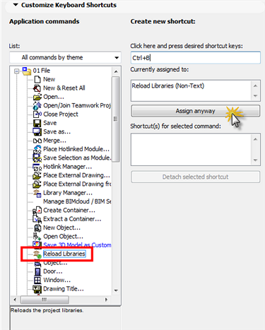 Dialog for hotkey settings